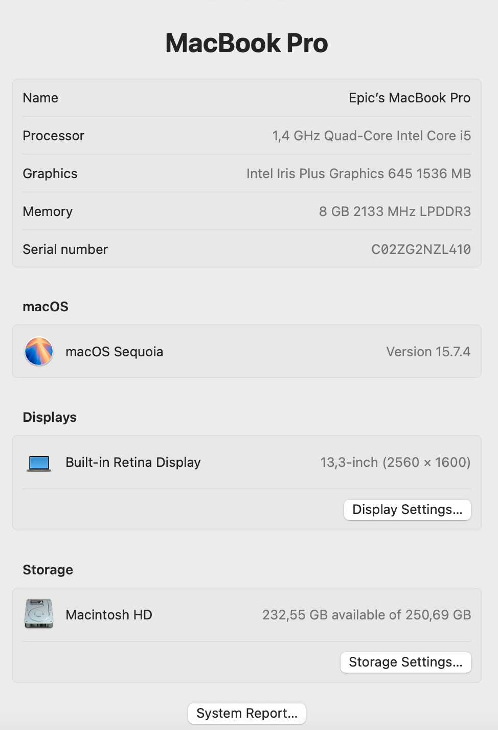 Apple MacBook Pro 13-inch "Core i5" (Touchbar 2019) 1.4GHz 8GB RAM 256GB SSD Space Gray (Condition: Good) - Image 12