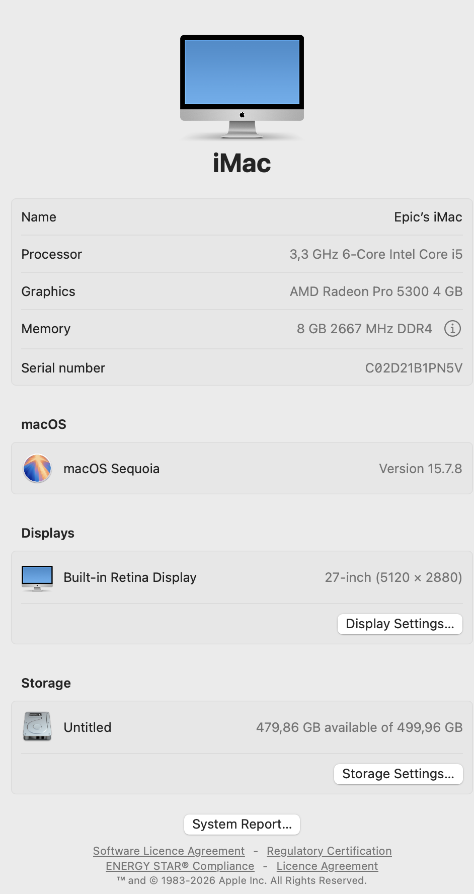 Apple iMac 27-Inch "Core i5" (5K, 2020) 3.3GHz 8GB RAM 512GB SSD Silver + Magic Keyboard + Magic Mouse (Condition: Good) - Image 11
