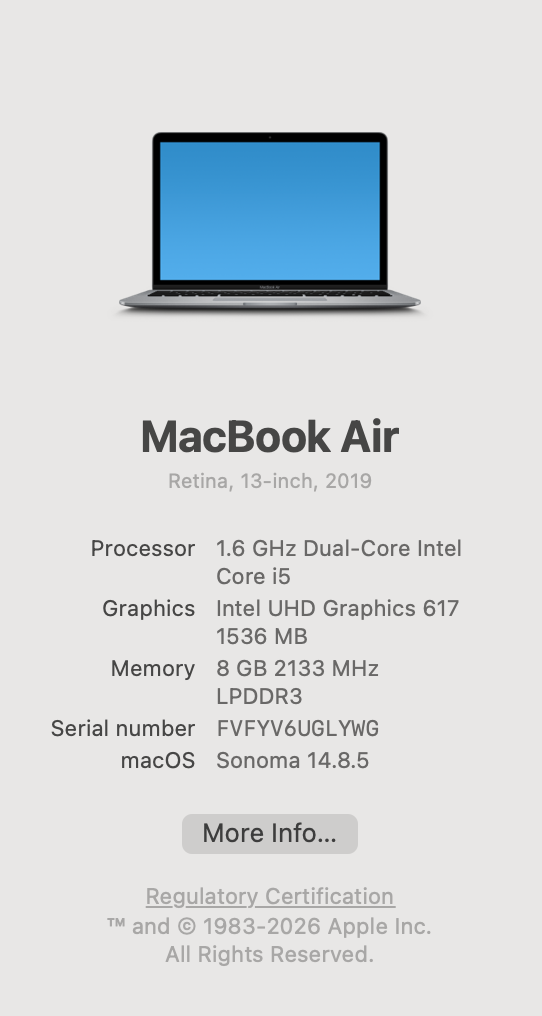 Apple MacBook Air 13-inch "Core i5" (2019) 1.6GHz 8GB RAM 128GB SSD Space Grey (Condition: Good) - Image 11